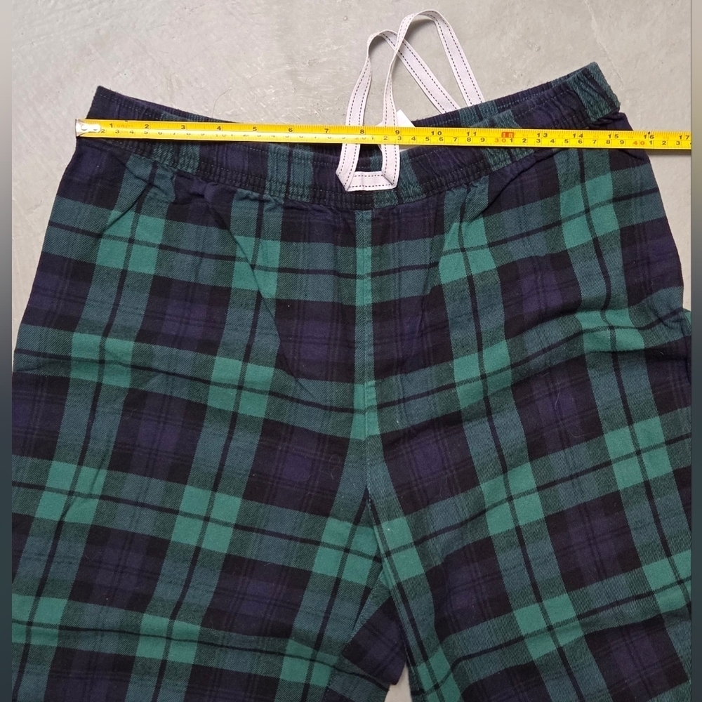 Banana Republic Sz M Lounge Straight Leg Drawstring Green& Navy Plaid Pants - Picture 8 of 8